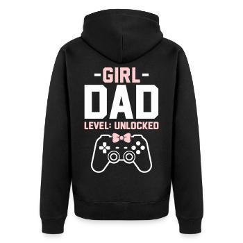 Werdender Papa & Vater, Geburt Tochter Mädchen - Unisex Premium Bio Zip Hoodie - Schwarz - Hinten - Nico (187cm)