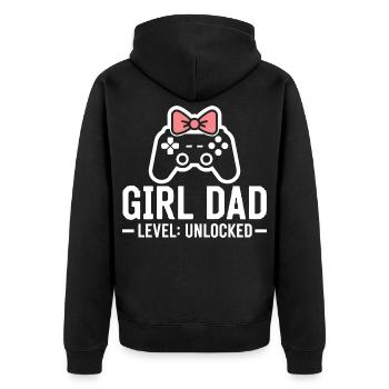 Werdender Papa & Vater, Geburt Tochter Mädchen - Unisex Premium Bio Zip Hoodie - Schwarz - Hinten - Nico (187cm)