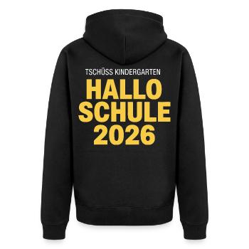 schulkind 2026 tschüss kindergarten hallo schule - Unisex Premium Bio Zip Hoodie - Schwarz - Hinten - Nico (187cm)