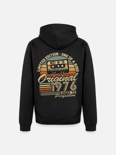 Original 1976 Jahrgang Vintage Geburtstag Retro - Unisex Premium Bio Zip Hoodie - Schwarz