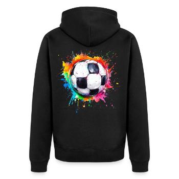 Fußball Ball Aquarell - Unisex Premium Bio Zip Hoodie - Schwarz - Hinten - Nico (187cm)