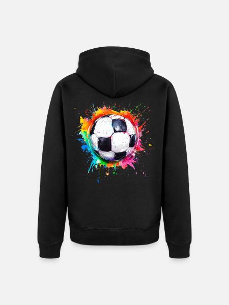 Fußball Ball Aquarell - Unisex Premium Bio Zip Hoodie - Schwarz