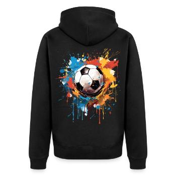 Soccer Football Ball Player Supporter Gift Idea - Unisex Premium Organic Zip Hoodie - black - Back - Nico (187cm)