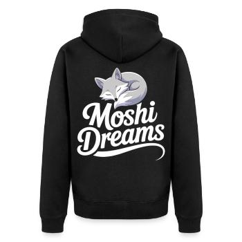Moshi Dreams Fuchs - Schlafender Fuchs Geschenk - Unisex Premium Bio Zip Hoodie - Schwarz - Hinten - Nico (187cm)