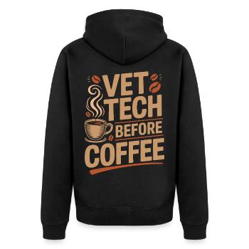 Vet Tech Before Coffee Pet Care Tech Coffee Lover - Unisex Premium Organic Zip Hoodie - black - Back - Nico (187cm)