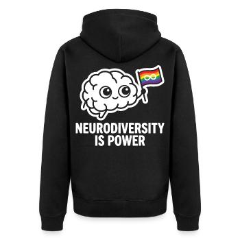 NEURODIVERSITY IS POWER Brain - Unisex Premium Organic Zip Hoodie - black - Back - Nico (187cm)