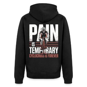 La douleur est temporaire – Vélo de cyclocross - Veste à capuche bio Premium Unisexe - noir - Dos - Nico (187cm)