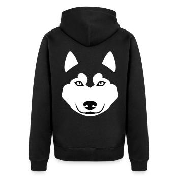Tête de loup minimaliste – silhouette animale - Veste à capuche bio Premium Unisexe - noir - Dos - Nico (187cm)