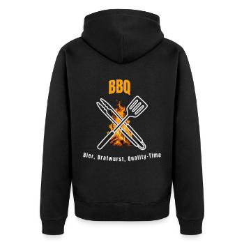 Bratwurst BBQ Temps de qualité - Veste à capuche bio Premium Unisexe - noir - Dos - Nico (187cm)