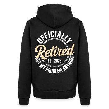 Ruhestand 2026 Nicht mehr mein Problem Ruhestand - Unisex Premium Bio Zip Hoodie - Schwarz - Hinten - Nico (187cm)