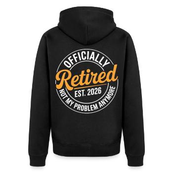 Ruhestand 2026 Nicht mehr mein Problem Ruhestand - Unisex Premium Bio Zip Hoodie - Schwarz - Hinten - Nico (187cm)