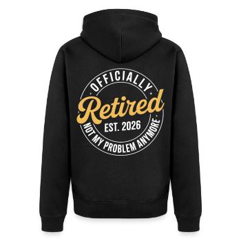 Ruhestand 2026 Nicht mehr mein Problem Ruhestand - Unisex Premium Bio Zip Hoodie - Schwarz - Hinten - Nico (187cm)