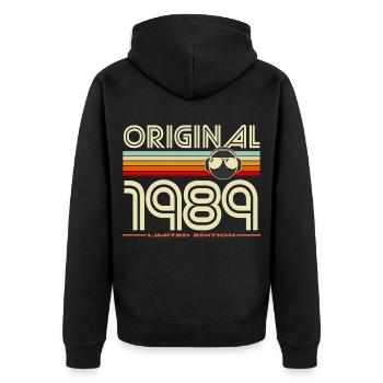 Original 1989 Retro Helmet - Unisex Premium Organic Zip Hoodie - black - Back - Nico (187cm)