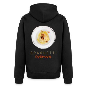 Spaghetti Carbonara Pasta Nudel Gourmet Design - Unisex Premium Bio Zip Hoodie - Schwarz - Hinten - Nico (187cm)