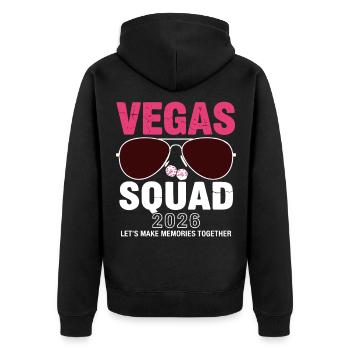 Vacances de fête de l’Équipe de Vegas 2026 - Veste à capuche bio Premium Unisexe - noir - Dos - Nico (187cm)
