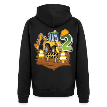 2 Bagger 2. Geburtstag - Unisex Premium Bio Zip Hoodie - Schwarz - Hinten - Nico (187cm)