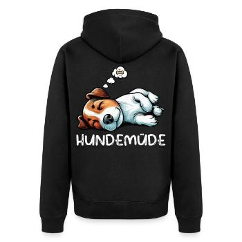 Hundemüde Jack Russel terrier Jack russel besitzer - Unisex Premium Bio Zip Hoodie - Schwarz - Hinten - Nico (187cm)