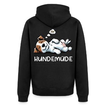 Hundemüde Jack Russel terrier Jack russel besitzer - Unisex Premium Bio Zip Hoodie - Schwarz - Hinten - Nico (187cm)