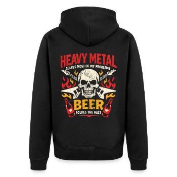 Heavy Metal résout mes problèmes - Bier Spruch - Veste à capuche bio Premium Unisexe - noir - Dos - Nico (187cm)