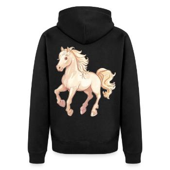 Pferd - Unisex Premium Bio Zip Hoodie - Schwarz - Hinten - Nico (187cm)