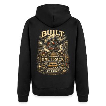 Model Railway Railway One Track At A time - Unisex Premium Organic Zip Hoodie - black - Back - Nico (187cm)