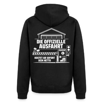 Die Garagen Ausfahrt Kostet Ab Sofort Dein Netto - Unisex Premium Bio Zip Hoodie - Schwarz - Hinten - Nico (187cm)