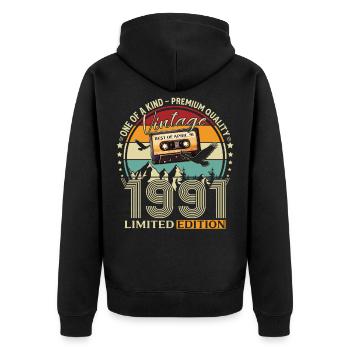 35. Geburtstag Geschenk Mann Best of April 1991 - Unisex Premium Bio Zip Hoodie - Schwarz - Hinten - Nico (187cm)