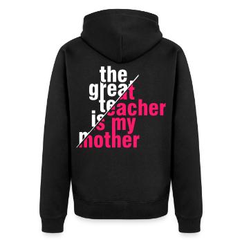 Great Teacher Mom Shirt – Geschenkidee - Unisex Premium Bio Zip Hoodie - Schwarz - Hinten - Nico (187cm)