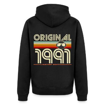 Original 1991 Retro Edition - Unisex Premium Organic Zip Hoodie - black - Back - Nico (187cm)