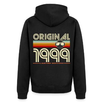Originalausgabe von 1999 Vintage - Unisex Premium Bio Zip Hoodie - Schwarz - Hinten - Nico (187cm)