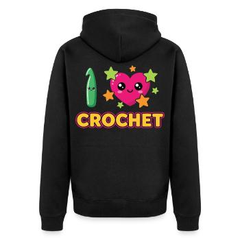 I Love Crochet Häkeln - Unisex Premium Bio Zip Hoodie - Schwarz - Hinten - Nico (187cm)