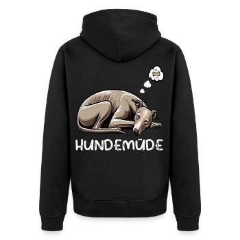 Hundemüde Whippet Windhund Whippets Whippethalter - Unisex Premium Bio Zip Hoodie - Schwarz - Hinten - Nico (187cm)