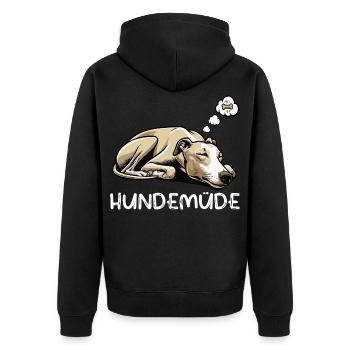 Hundemüde Whippet Windhund Whippets Whippethalter - Unisex Premium Bio Zip Hoodie - Schwarz - Hinten - Nico (187cm)
