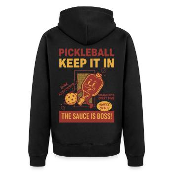 Pickleball Halt es in Lustiger Liebe Pickleball - Unisex Premium Bio Zip Hoodie - Schwarz - Hinten - Nico (187cm)