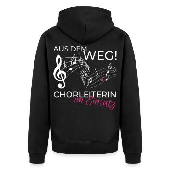 Chorleiterin im Einsatz - Unisex Premium Bio Zip Hoodie - Schwarz - Hinten - Nico (187cm)