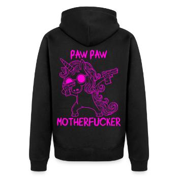 Paw Paw Unicorn - Unisex Premium Bio Zip Hoodie - Schwarz - Hinten - Nico (187cm)