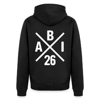 ABI 26 - Abitur - Geschenk - Kontrast Design - Unisex Premium Bio Zip Hoodie - Schwarz - Hinten - Nico (187cm)