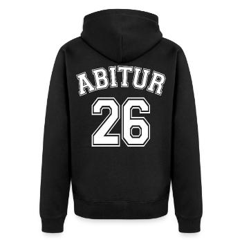 Abitur 26 | Abi Shirt | Name eintragen - Unisex Premium Bio Zip Hoodie - Schwarz - Hinten - Nico (187cm)