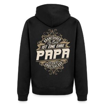 Kranführer Papa - Unisex Premium Bio Zip Hoodie - Schwarz - Hinten - Nico (187cm)