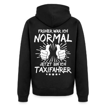 Taxifahrer - Unisex Premium Bio Zip Hoodie - Schwarz - Hinten - Nico (187cm)