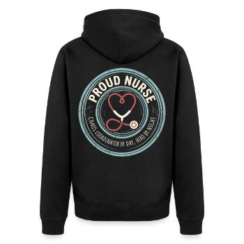 Proud Nurse - Chaos Coordinator Motif - Unisex Premium Organic Zip Hoodie - black - Back - Nico (187cm)