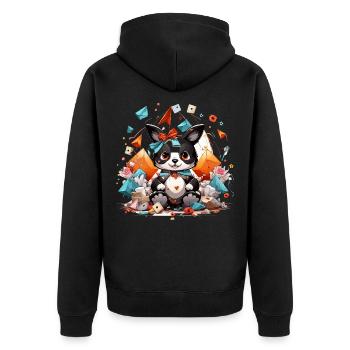 Kawaii Origami Panda im Glitzermeer - Unisex Premium Bio Zip Hoodie - Schwarz - Hinten - Nico (187cm)