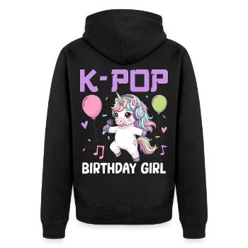 K Pop Birthday Girl - Unisex Premium Bio Zip Hoodie - Schwarz - Hinten - Nico (187cm)