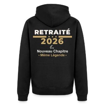Retraité 2026 – Humour Retraite - Veste à capuche bio Premium Unisexe - noir - Dos - Nico (187cm)