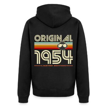 Originale limitierte Ausgabe von 1954 - Unisex Premium Bio Zip Hoodie - Schwarz - Hinten - Nico (187cm)