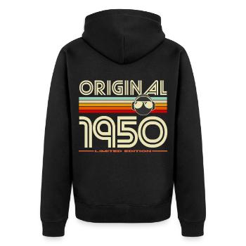 Original 1950's Retro Headphones - Unisex Premium Organic Zip Hoodie - black - Back - Nico (187cm)