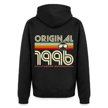 Original 1996 Edition Retro - Unisex Premium Organic Zip Hoodie - black - Back - Nico (187cm)