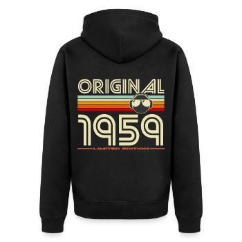 Rétro 1959 Édition Limitée - Veste à capuche bio Premium Unisexe - noir - Dos - Nico (187cm)