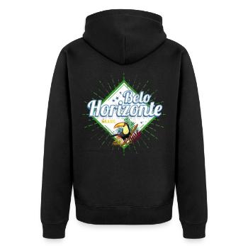 Belo Horizonte Minas Gerais Brasilien Tukan Design - Unisex Premium Bio Zip Hoodie - Schwarz - Hinten - Nico (187cm)
