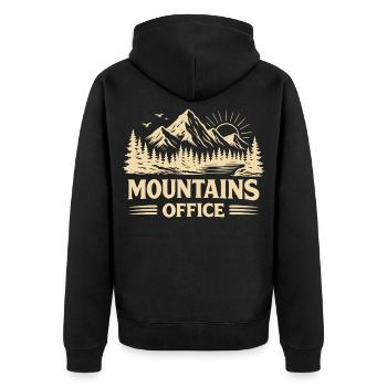Mountains Office Bergliebhaber Abenteuer Sprüche - Unisex Premium Bio Zip Hoodie - Schwarz - Hinten - Nico (187cm)